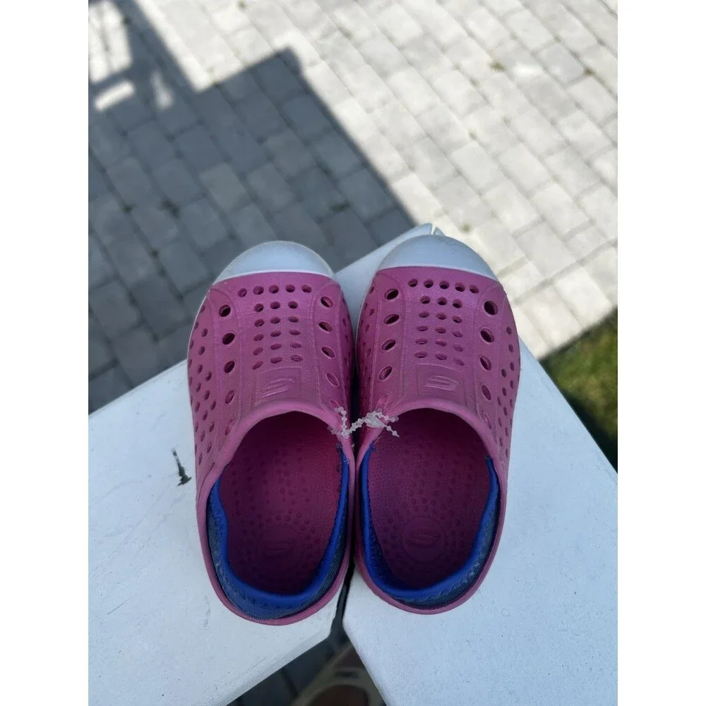 Lot of 2 Skechers Girls Pink & Floral Slip-On Water Shoes Size 7